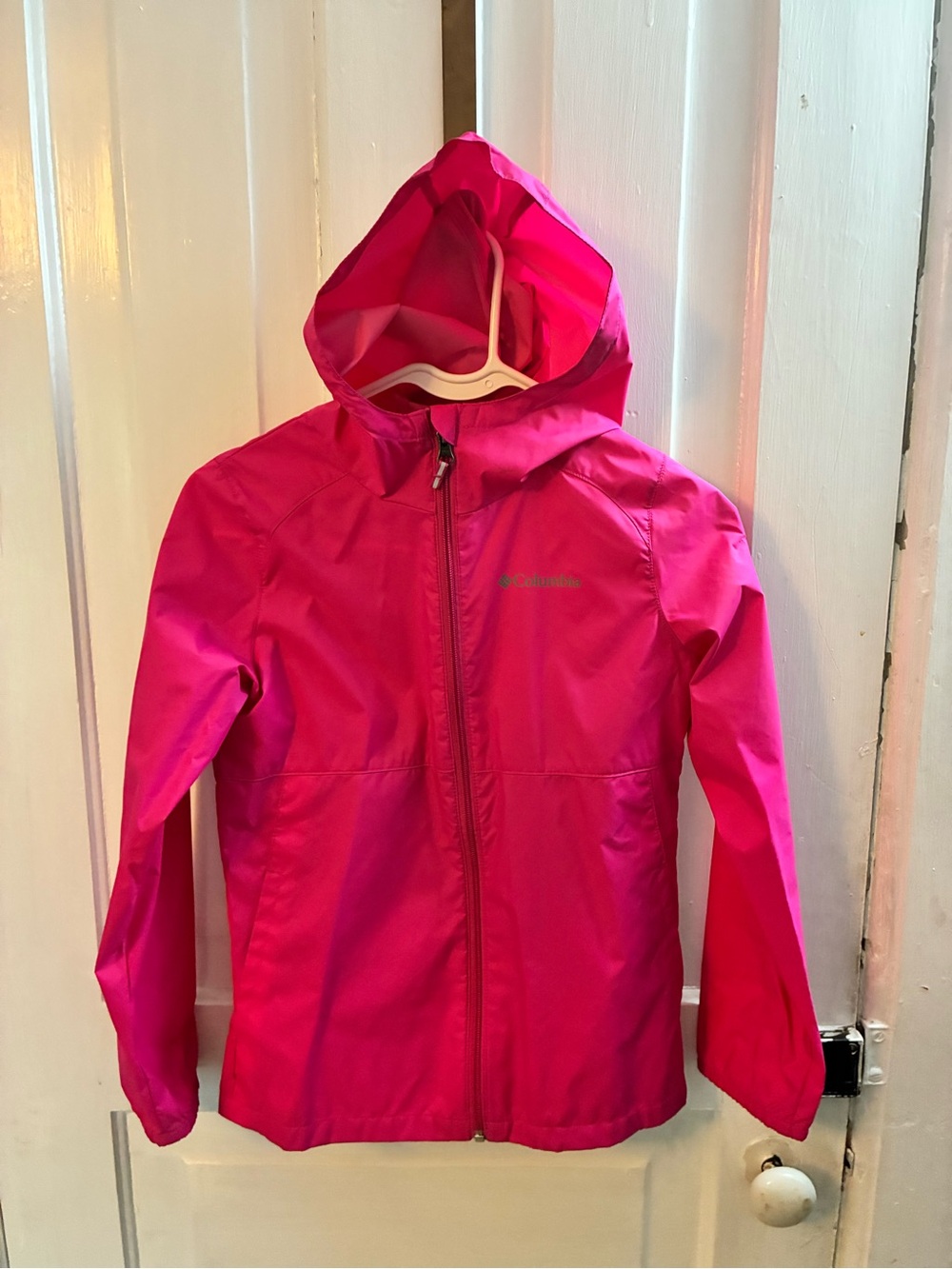 Columbia Girls' Bright Pink Hooded Raincoat